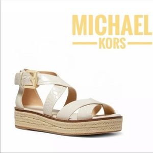 Michael Kors Darby Embossed Leather Sandal 7.5